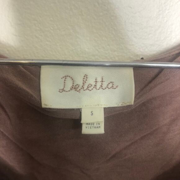 Anthropologie Deletta Blouse Mauve Tan Drape Layer Tank Side Gather Top S - Picture 3 of 11